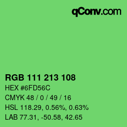 カラーコード: RGB 111 213 108 | qconv.com