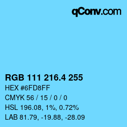 カラーコード: RGB 111 216.4 255 | qconv.com