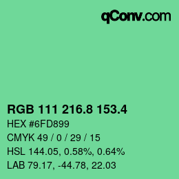 カラーコード: RGB 111 216.8 153.4 | qconv.com