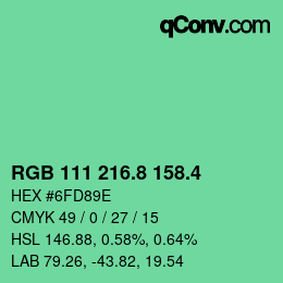 カラーコード: RGB 111 216.8 158.4 | qconv.com