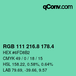 カラーコード: RGB 111 216.8 178.4 | qconv.com