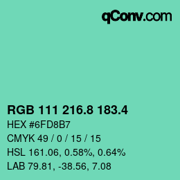 カラーコード: RGB 111 216.8 183.4 | qconv.com