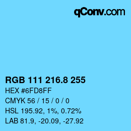カラーコード: RGB 111 216.8 255 | qconv.com