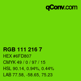 カラーコード: RGB 111 216 7 | qconv.com