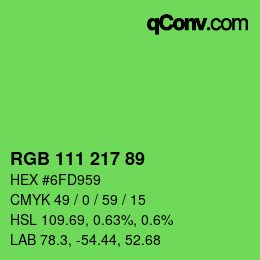 颜色代码: RGB 111 217 89 | qconv.com