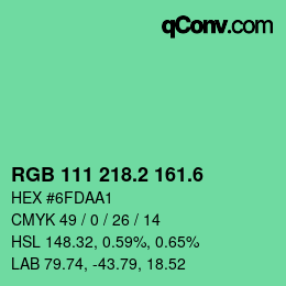カラーコード: RGB 111 218.2 161.6 | qconv.com
