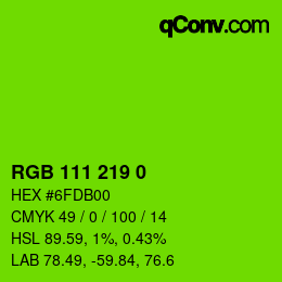 Color code: RGB 111 219 0 | qconv.com