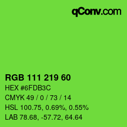 Color code: RGB 111 219 60 | qconv.com