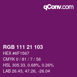 Color code: RGB 111 21 103 | qconv.com