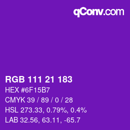 Color code: RGB 111 21 183 | qconv.com