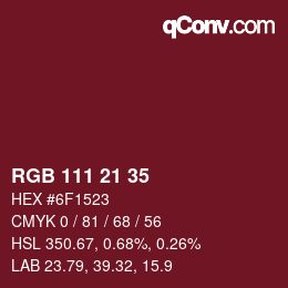 Farbcode: RGB 111 21 35 | qconv.com