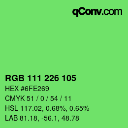 Color code: RGB 111 226 105 | qconv.com