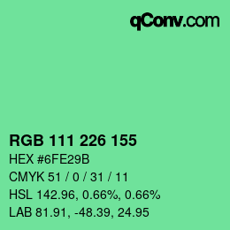 Color code: RGB 111 226 155 | qconv.com