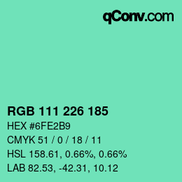 Color code: RGB 111 226 185 | qconv.com