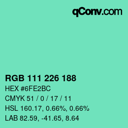 Color code: RGB 111 226 188 | qconv.com