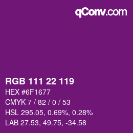 カラーコード: RGB 111 22 119 | qconv.com