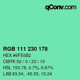 Color code: RGB 111 230 178 | qconv.com