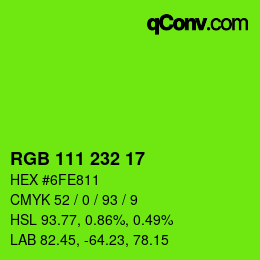 Color code: RGB 111 232 17 | qconv.com