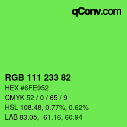 Color code: RGB 111 233 82 | qconv.com