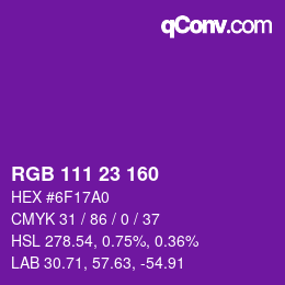 Color code: RGB 111 23 160 | qconv.com