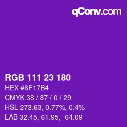 Color code: RGB 111 23 180 | qconv.com