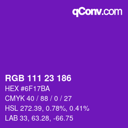 カラーコード: RGB 111 23 186 | qconv.com