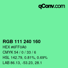 カラーコード: RGB 111 240 160 | qconv.com