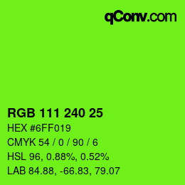 Farbcode: RGB 111 240 25 | qconv.com