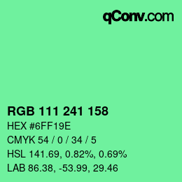 カラーコード: RGB 111 241 158 | qconv.com