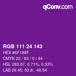Color code: RGB 111 24 143 | qconv.com
