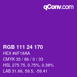 颜色代码: RGB 111 24 170 | qconv.com