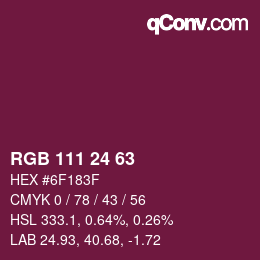 Color code: RGB 111 24 63 | qconv.com