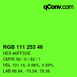 カラーコード: RGB 111 253 46 | qconv.com