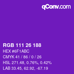 Color code: RGB 111 26 188 | qconv.com