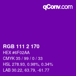 カラーコード: RGB 111 2 170 | qconv.com