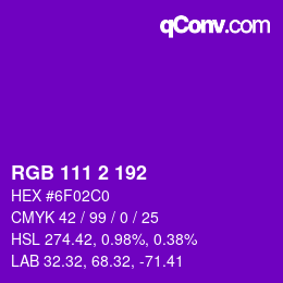 Color code: RGB 111 2 192 | qconv.com