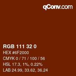 Color code: RGB 111 32 0 | qconv.com