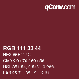 カラーコード: RGB 111 33 44 | qconv.com