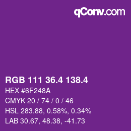 カラーコード: RGB 111 36.4 138.4 | qconv.com