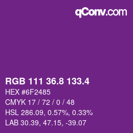 カラーコード: RGB 111 36.8 133.4 | qconv.com