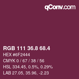 カラーコード: RGB 111 36.8 68.4 | qconv.com
