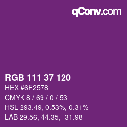 Color code: RGB 111 37 120 | qconv.com