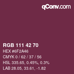 カラーコード: RGB 111 42 70 | qconv.com