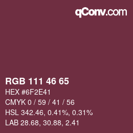 Color code: RGB 111 46 65 | qconv.com