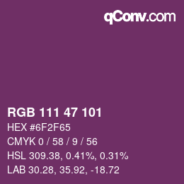 Farbcode: RGB 111 47 101 | qconv.com