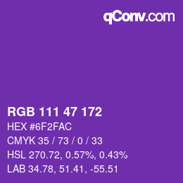 Color code: RGB 111 47 172 | qconv.com