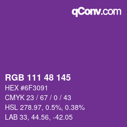 Color code: RGB 111 48 145 | qconv.com