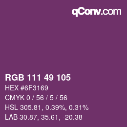 颜色代码: RGB 111 49 105 | qconv.com