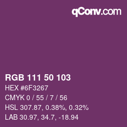 Código de color: RGB 111 50 103 | qconv.com