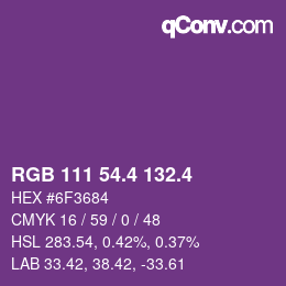 カラーコード: RGB 111 54.4 132.4 | qconv.com